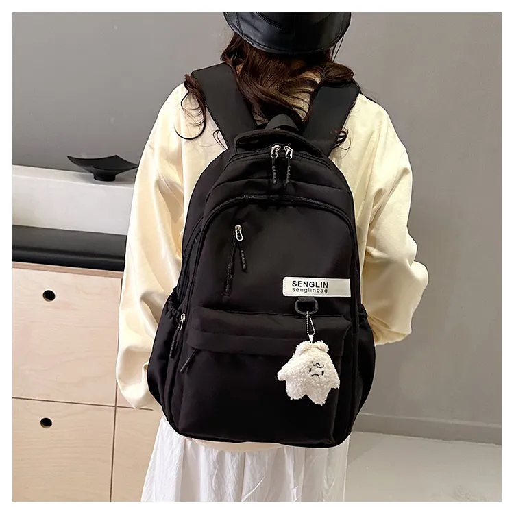 SEVENMOONS Nylon Backpack Regular Unisex Ecru/Black/Burgundy/Dark Khaki-5