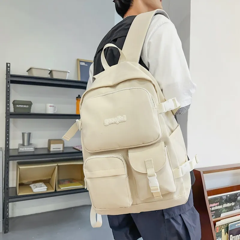 SEVENMOONS Nylon Backpack Unisex White/Black/Red/Purple-2