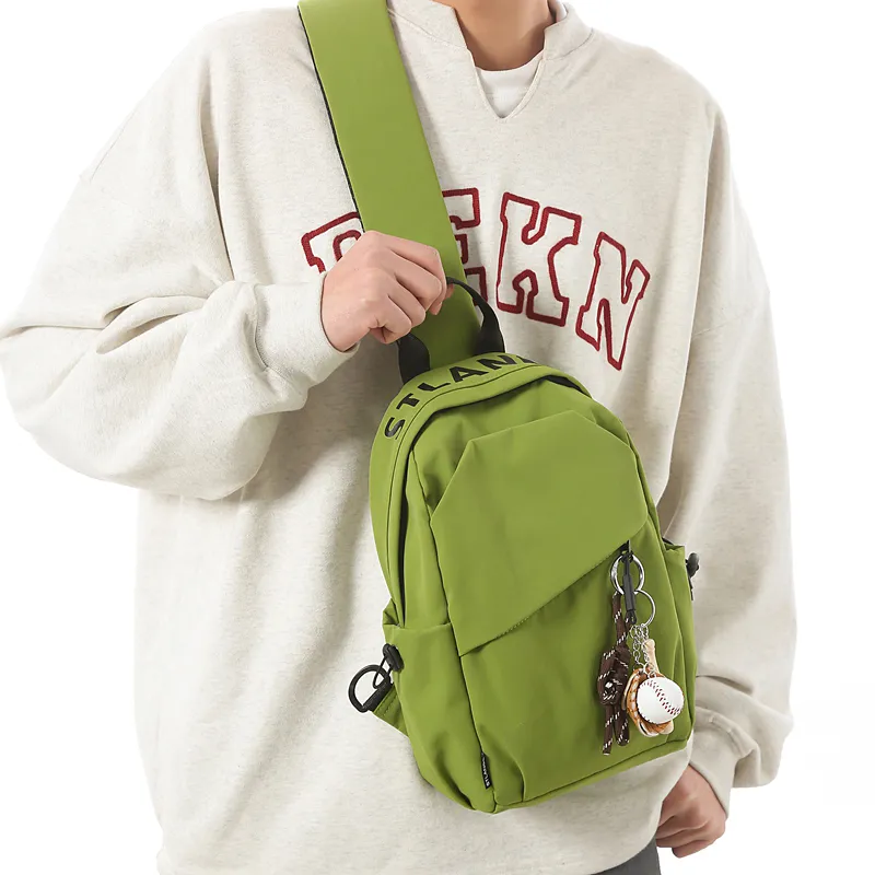 SEVENMOONS Nylon Sling Bag Unisex Woody Brown/Grass Green/Ecru/Black-4