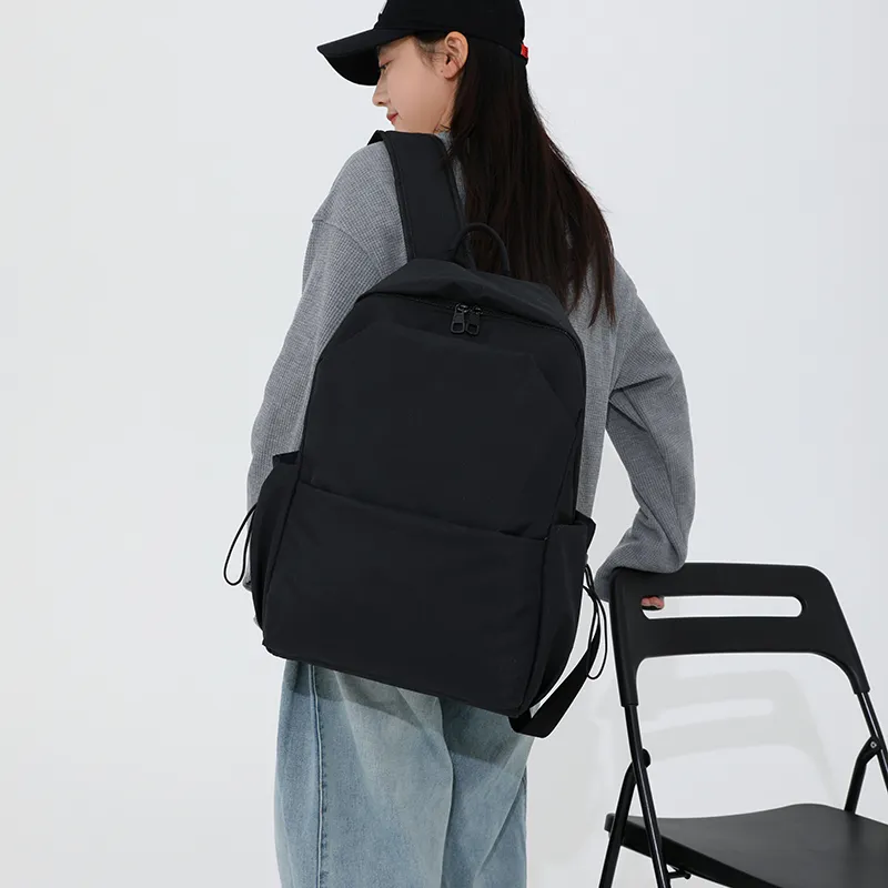 SEVENMOONS Nylon Fabric Backpack Unisex Gray/Black-5