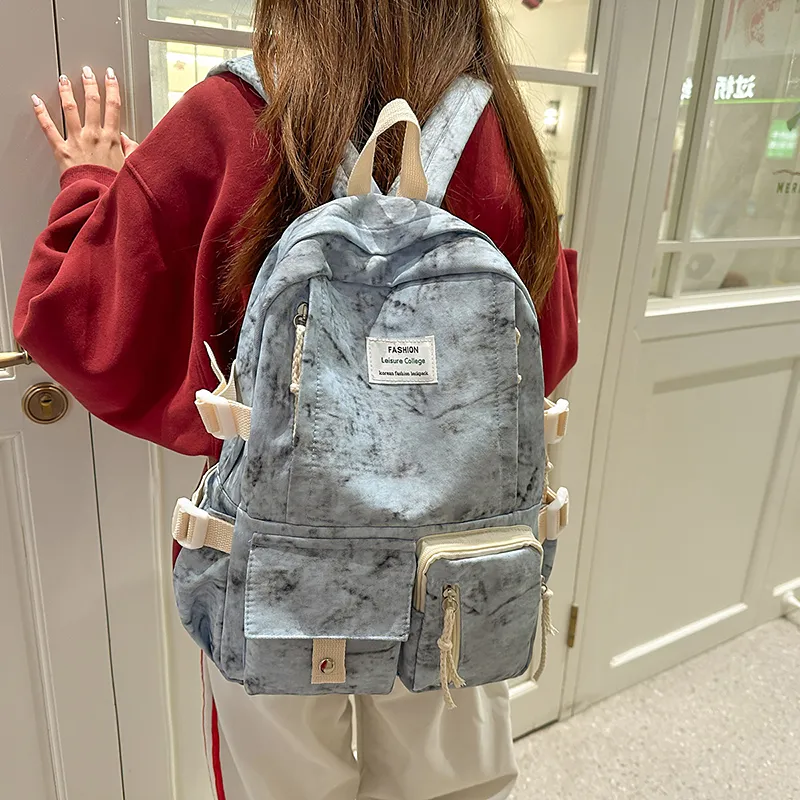 SEVENMOONS Nylon Backpack Unisex Ecru/Black/Burgundy/Blue-11
