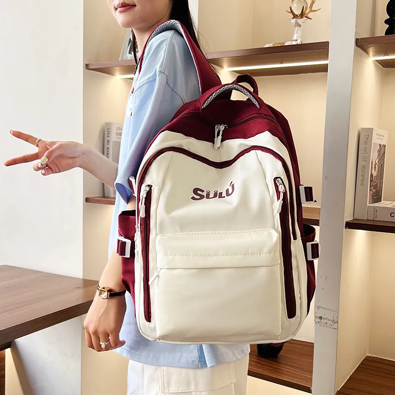 SEVENMOONS Nylon Backpack Unisex White/Black/Pink/Green/Blue-1