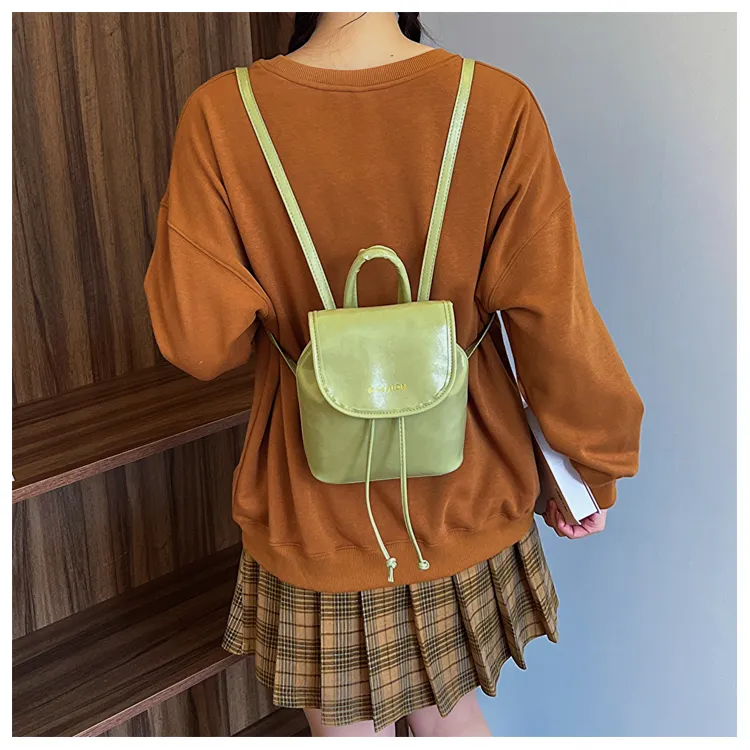 SEVENMOONS PU Backpack Regular Unisex Ecru/Black/Light Brown/Green-11