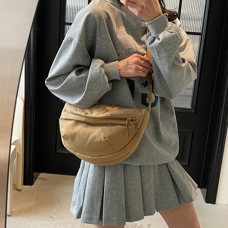 SEVENMOONS Nylon Crossbody Bag Shoulder Bag Unisex Light Pink/Ecru/Black/Khaki/Green/Dark Blue-10