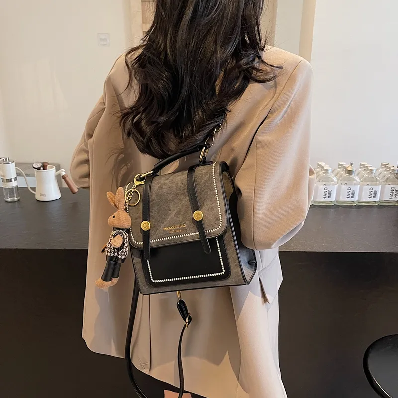 SEVENMOONS PU Backpack Regular Women's Beige & Brown/Beige & Black/Black/Blue-2