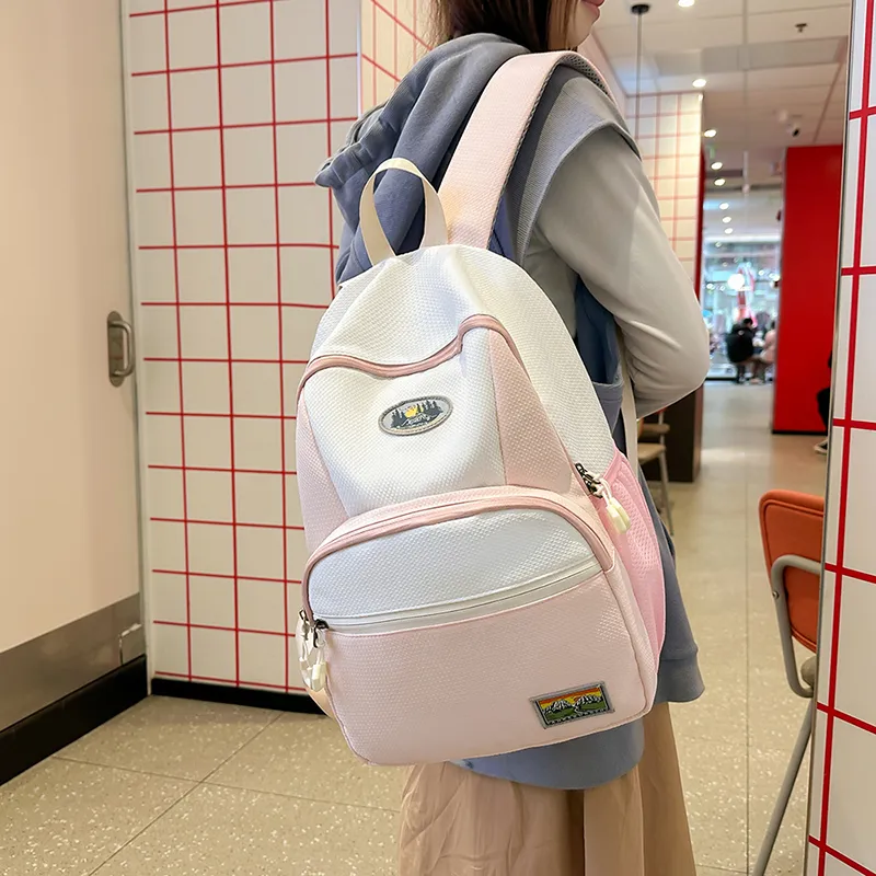 SEVENMOONS Nylon Backpack Unisex Black/Pink/Khaki/Blue-2