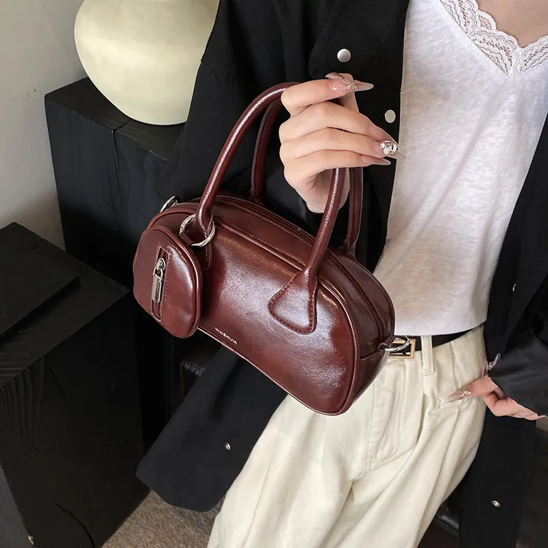 SEVENMOONS PU Shoulder Bag, Crossbody Bag, Handbag Regular Women's Black/Burgundy/Coffee/Brown-4