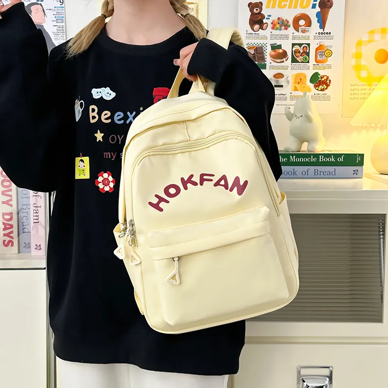 SEVENMOONS Nylon Backpack Unisex White/Black/Yellow/Lake Blue-8