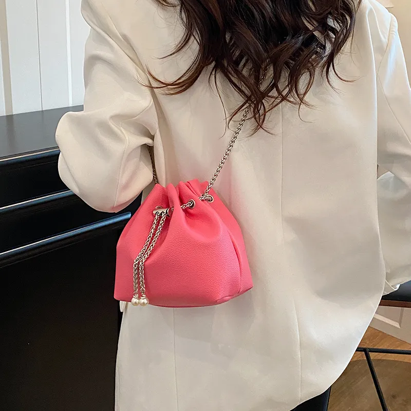 SEVENMOONS PU Bucket Bag, Shoulder Bag Regular Women's White/Black/Pink/Blue-8