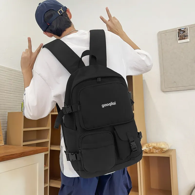 SEVENMOONS Nylon Backpack Unisex White/Black/Red/Purple-4