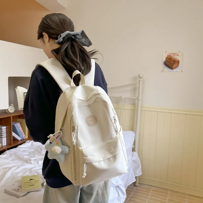 SEVENMOONS Nylon Backpack Regular Unisex White/Gray/Black/Blue/Pink-1