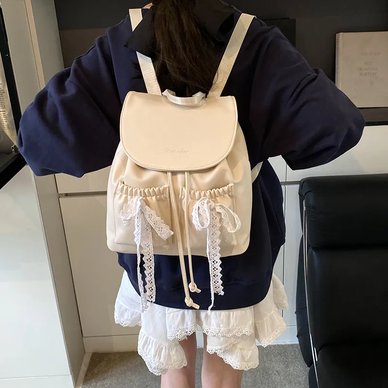 SEVENMOONS PU Backpack Regular Women's Beige/Pink/Black-2