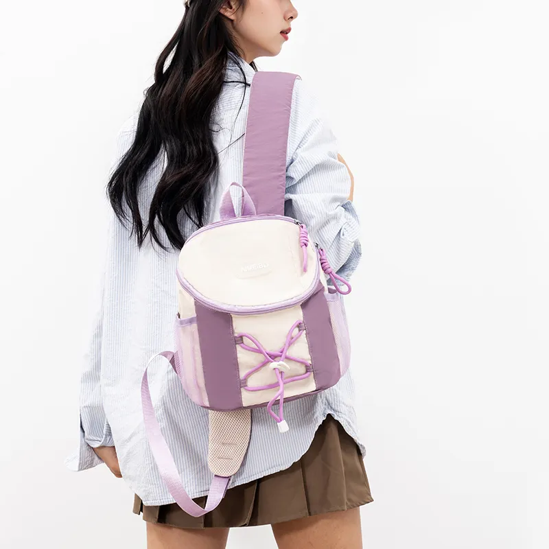 SEVENMOONS Nylon Backpack Regular Unisex Purple/green/coffee-1
