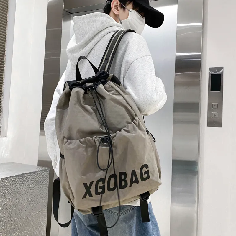 SEVENMOONS Nylon Backpack Large Size Unisex Ecru/Black/Gray/Khaki-12