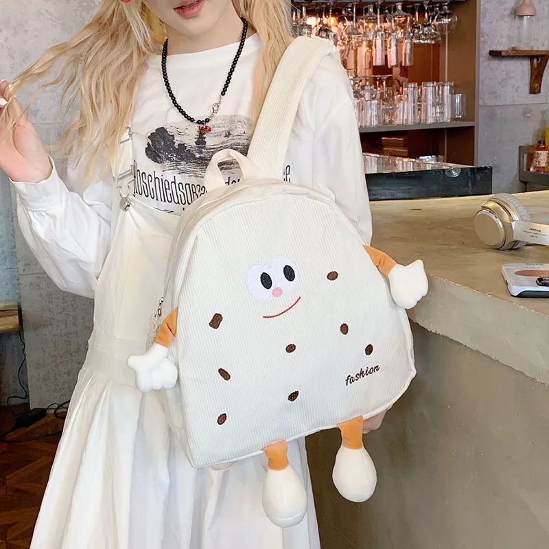 SEVENMOONS Corduroy Backpack Regular Women's White-3