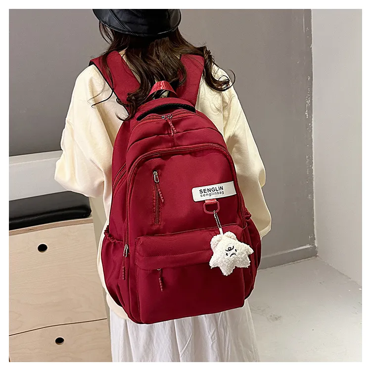 SEVENMOONS Nylon Backpack Regular Unisex Ecru/Black/Burgundy/Dark Khaki-9