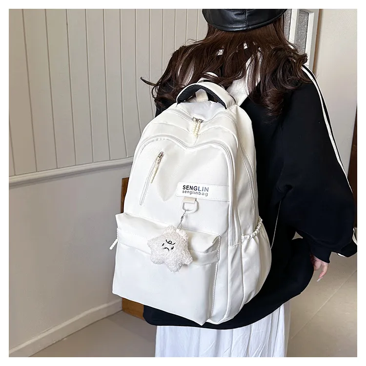 SEVENMOONS Nylon Backpack Regular Unisex Ecru/Black/Burgundy/Dark Khaki-2