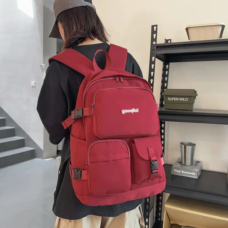 SEVENMOONS Nylon Backpack Unisex White/Black/Red/Purple-7