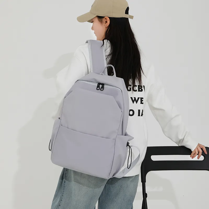 SEVENMOONS Nylon Fabric Backpack Unisex Gray/Black-2