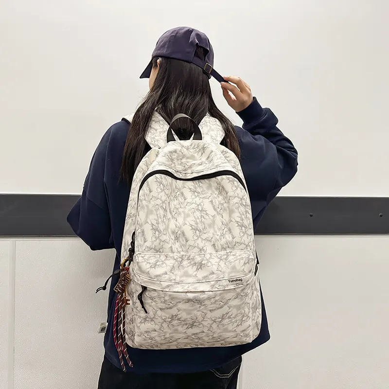 SEVENMOONS Nylon Backpack Unisex Black/Burgundy/Green/Beige-9