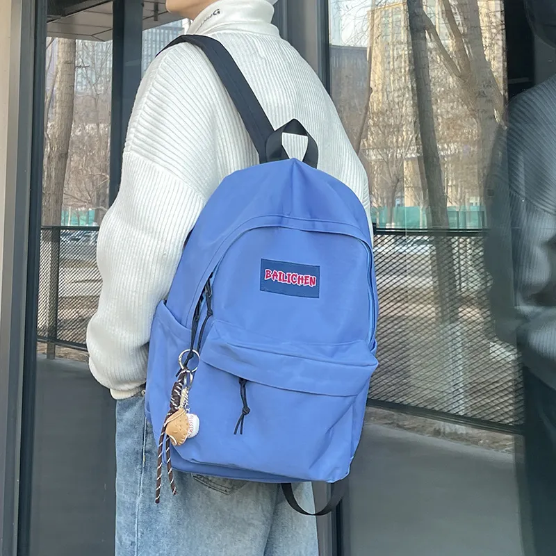 SEVENMOONS Nylon Backpack Unisex Beige Gray/Black/Burgundy/Blue-11