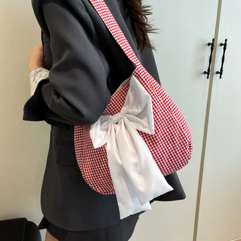 SEVENMOONS Nylon Fabric Shoulder Bag Women's Red-1