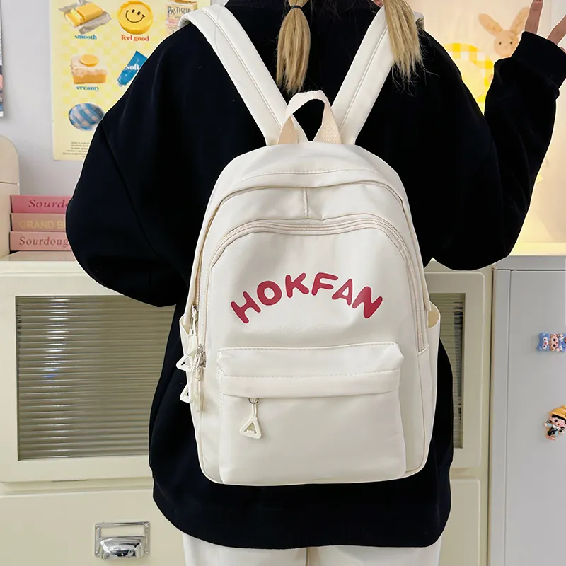 SEVENMOONS Nylon Backpack Unisex White/Black/Yellow/Lake Blue-2