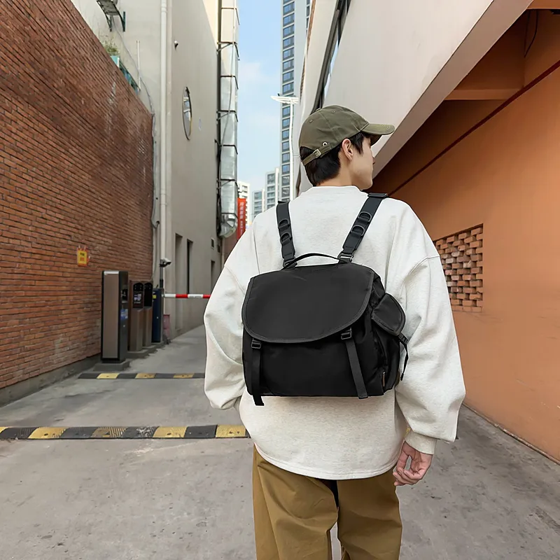 SEVENMOONS Nylon Backpack Unisex Ecru/Gray/Black/Green-8