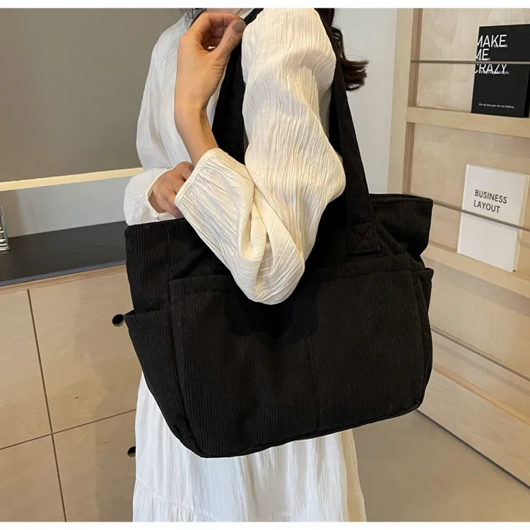 SEVENMOONS Corduroy Shoulder Bag Unisex White/Gray/Black/Army Green/Brown-8