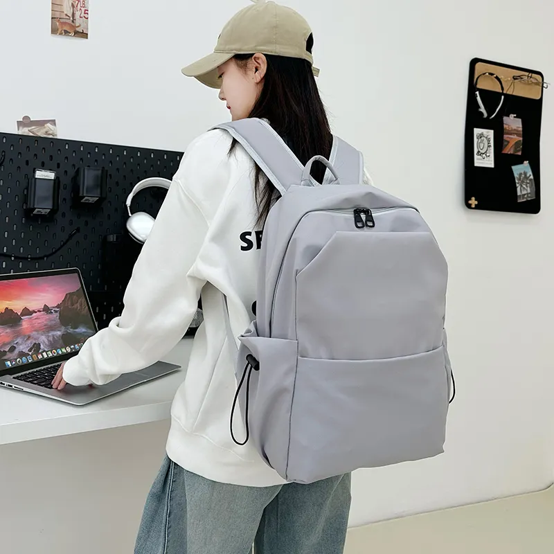SEVENMOONS Nylon Fabric Backpack Unisex Gray/Black-1