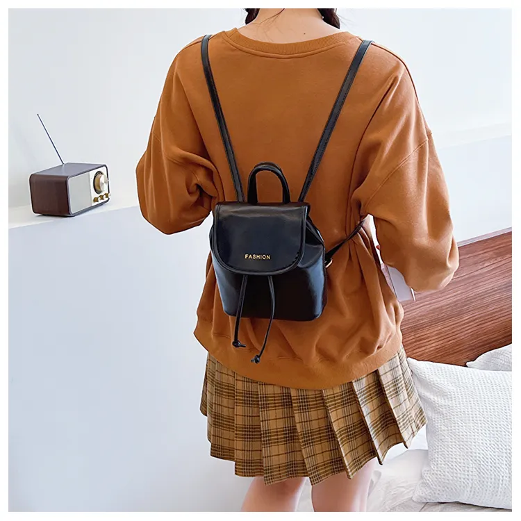 SEVENMOONS PU Backpack Regular Unisex Ecru/Black/Light Brown/Green-5