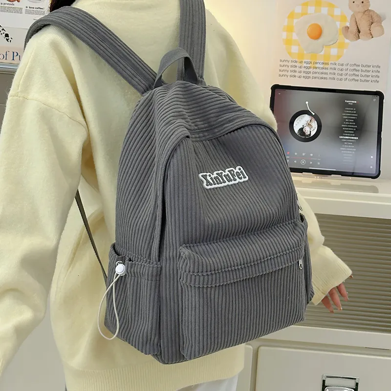 SEVENMOONS Nylon Backpack Unisex Light Grey / Dark Grey / Black / Khaki / Green-4