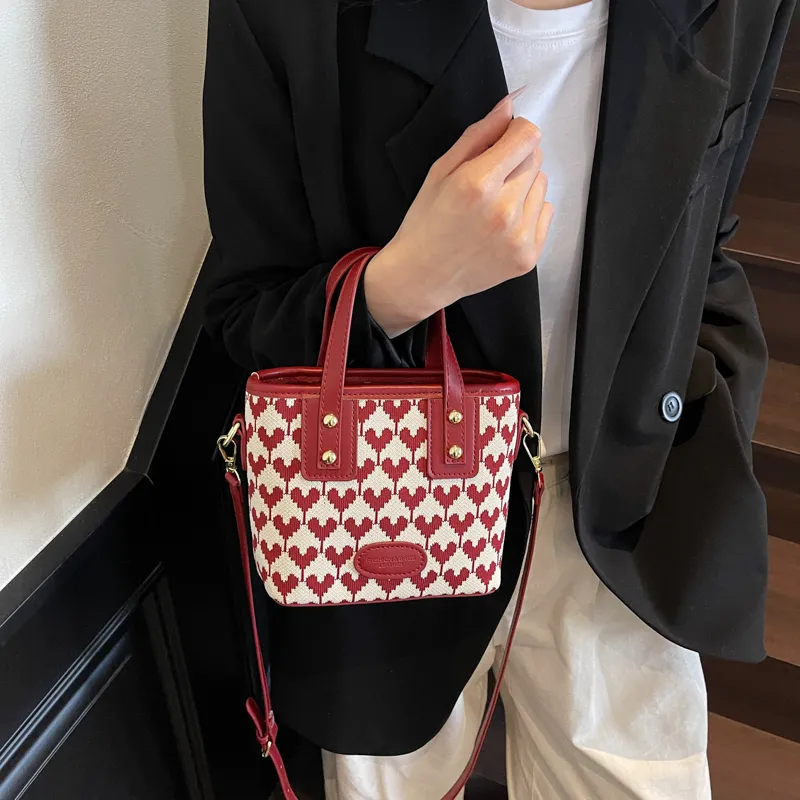 SEVENMOONS Fabric Handbag Women's Joyful Pink/Joyful Red/Heart Red/Burgundy-7
