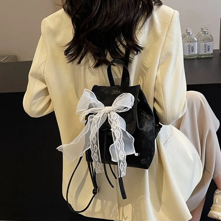 SEVENMOONS PU Backpack Women's Black/Ecru/Silver/Blue/Pink-2