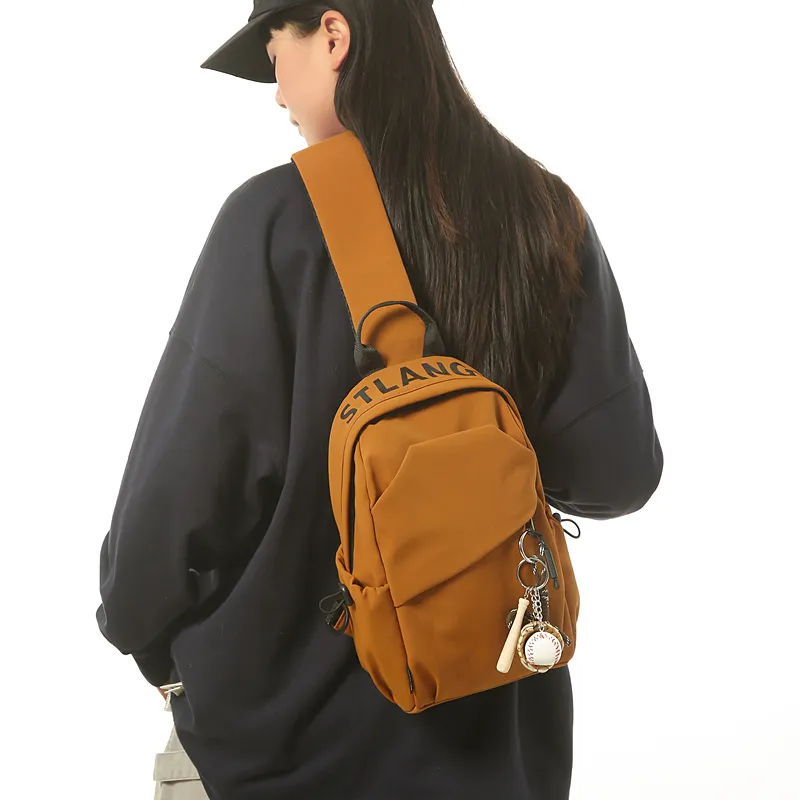 SEVENMOONS Nylon Sling Bag Unisex Woody Brown/Grass Green/Ecru/Black-2