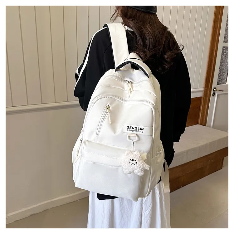SEVENMOONS Nylon Backpack Regular Unisex Ecru/Black/Burgundy/Dark Khaki-3