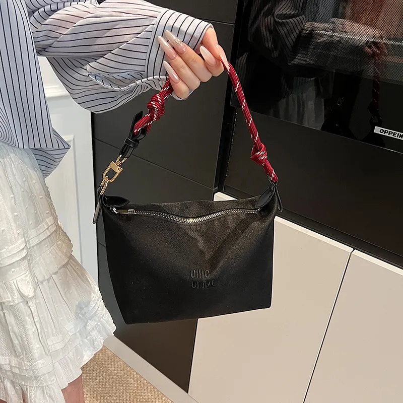 SEVENMOONS Nylon Fabric Handbag Women's Ecru/Black-4