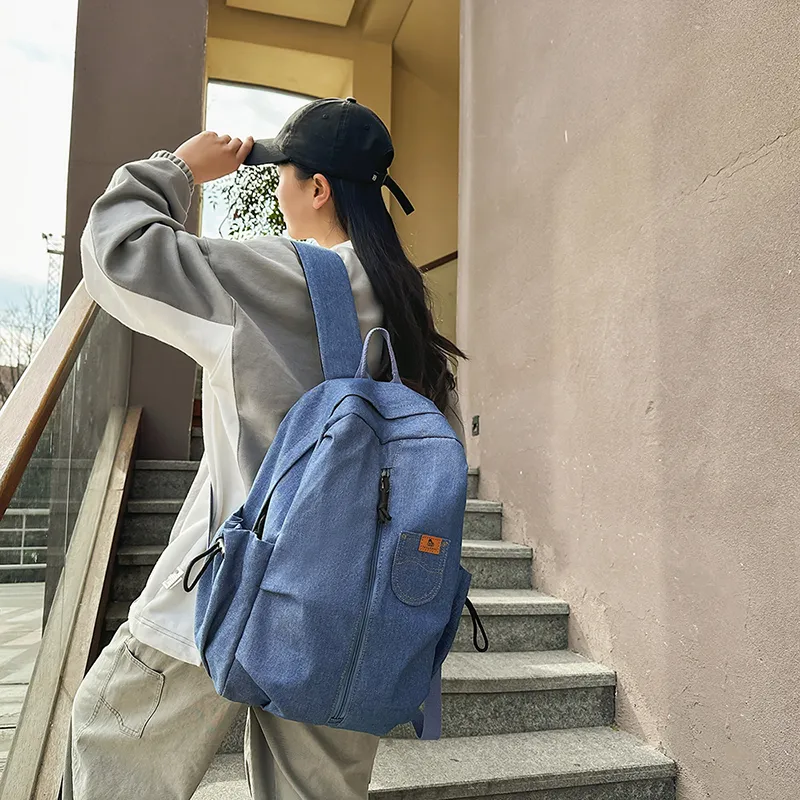 SEVENMOONS Denim Backpack Unisex Black/Blue-5
