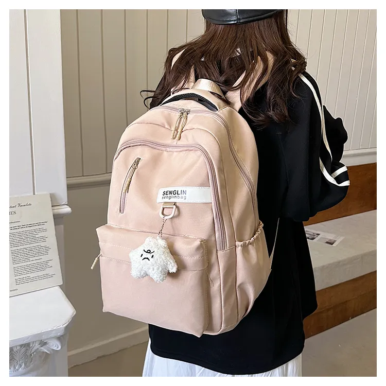 SEVENMOONS Nylon Backpack Regular Unisex Ecru/Black/Burgundy/Dark Khaki-15