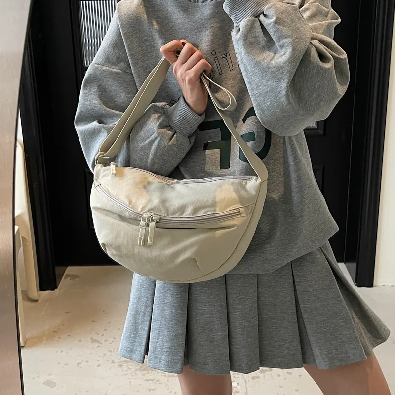 SEVENMOONS Nylon Crossbody Bag Shoulder Bag Unisex Light Pink/Ecru/Black/Khaki/Green/Dark Blue-5