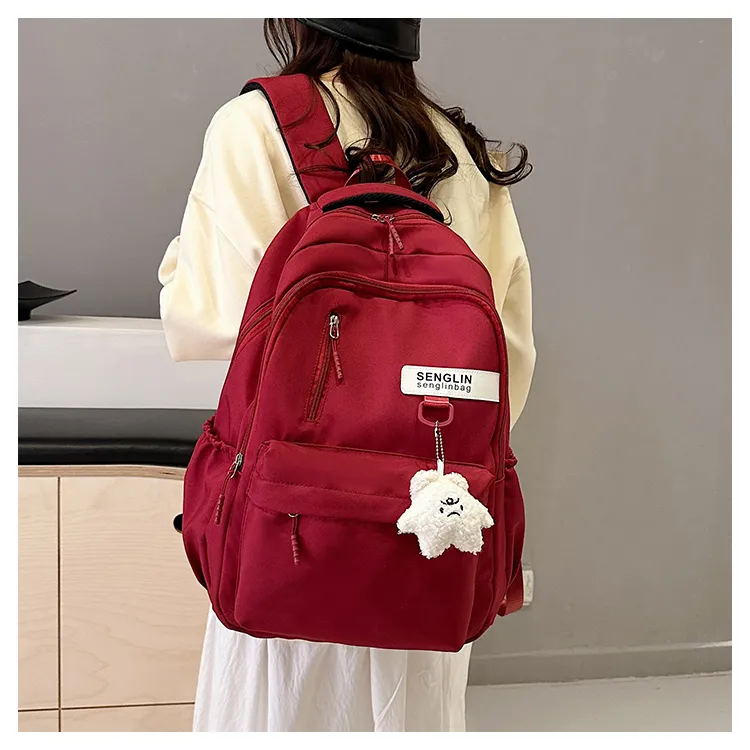 SEVENMOONS Nylon Backpack Regular Unisex Ecru/Black/Burgundy/Dark Khaki-10