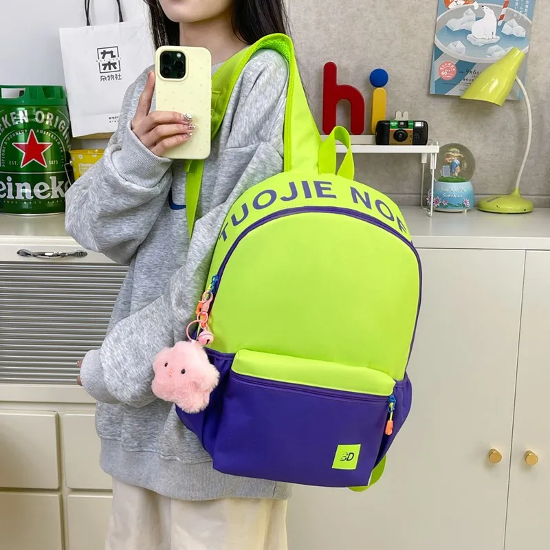 SEVENMOONS Nylon Fabric Backpack Unisex Black/White/Green/Blue/Yellow/Black/Red/Pink-22