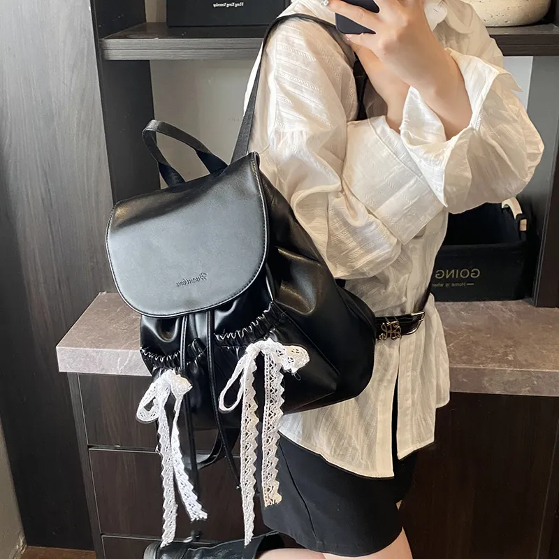 SEVENMOONS PU Backpack Regular Women's Beige/Pink/Black-8