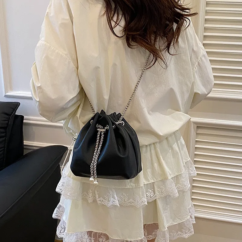 SEVENMOONS PU Bucket Bag, Shoulder Bag Regular Women's White/Black/Pink/Blue-5