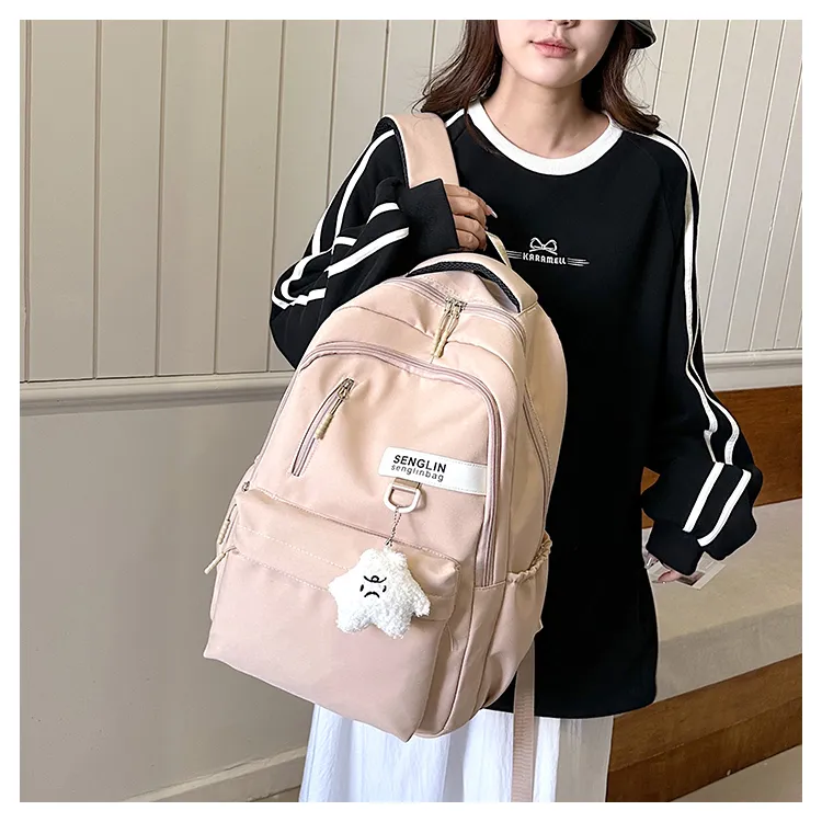 SEVENMOONS Nylon Backpack Regular Unisex Ecru/Black/Burgundy/Dark Khaki-13