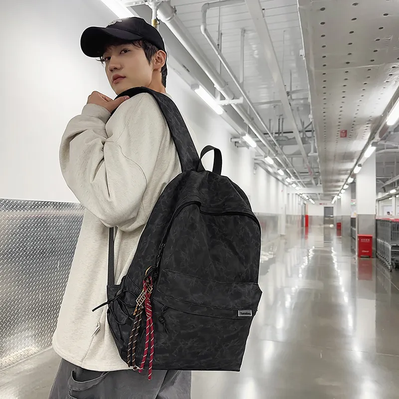 SEVENMOONS Nylon Backpack Unisex Black/Burgundy/Green/Beige-2