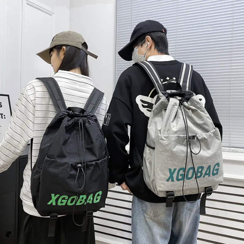 SEVENMOONS Nylon Backpack Large Size Unisex Ecru/Black/Gray/Khaki-4