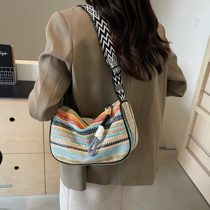 SEVENMOONS Fabric Crossbody Bag Regular Unisex Black/Brown-3