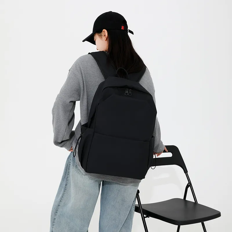 SEVENMOONS Nylon Fabric Backpack Unisex Gray/Black-4