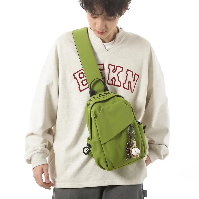 SEVENMOONS Nylon Sling Bag Unisex Woody Brown/Grass Green/Ecru/Black-5